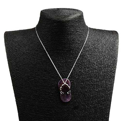 Baoblaze Cristal Natural De Piedras Preciosas Zapatilla Flipflop Colgante Collar De La Joyería - Púrpura