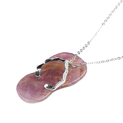 Baoblaze Cristal Natural De Piedras Preciosas Zapatilla Flipflop Colgante Collar De La Joyería - Púrpura