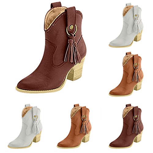 BaZhaHei Botines de Mujer Botines con Flecos Grandes TamañO Caballero Botas Zapatos de TacóN Alto para Mujer Aliexpress Tassel Boots Botas de Caballero de Gran TamañO Zapatos para Mujer