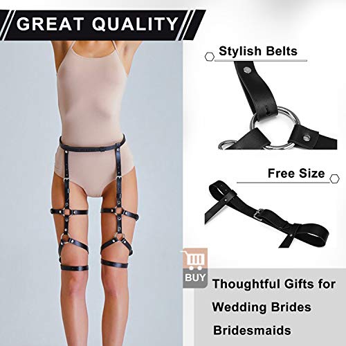 BBLAC 2KEY Mujer Arnés | Cuero Pierna | Ajustable Punk Liguero combinar con Lencería | Pierna Arnés para carreras y Disfraces de Halloween (A)