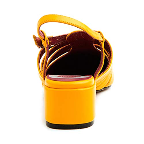 Beatnik Shoes Sandalia Cerrada Amarilla de Mujer en Piel con tacón bajo Beatnik Françoise Mustard, Talla: 39
