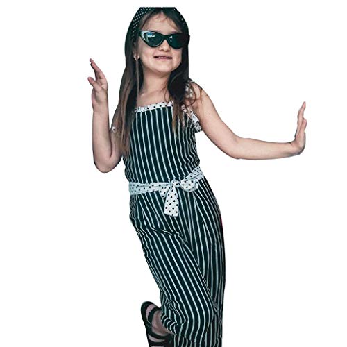 Bebe Mono Conjuntos Niñas Verano Dos Piezas Chaleco con Estampado de Rayas Camiseta y Pantalones Conjunto de Tops y Pantalones Largo Traje de Camiseta 1 año a 7 años POLP Niña