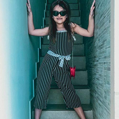 Bebe Mono Conjuntos Niñas Verano Dos Piezas Chaleco con Estampado de Rayas Camiseta y Pantalones Conjunto de Tops y Pantalones Largo Traje de Camiseta 1 año a 7 años POLP Niña