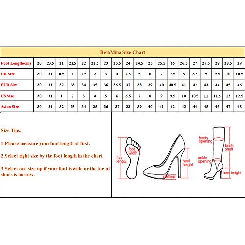 BeiaMina Mujer Zapatos Moda Tacón Alto Sandalias Plataforma Fiesta Zapatos Tacón Ancho Verano Zapatos Glitter Black Talla 34 Asiática