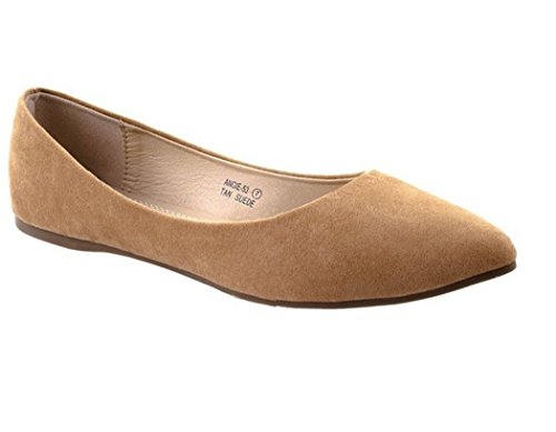 Bella Marie Angie Zapatos de ballet clásicos sin cordones para mujer, (Bronceado Gamuza), 42 EU