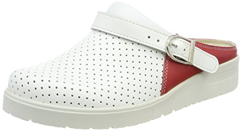 Berkemann Tec-Pro-brage Zuecos de Trabajo Unisex Adulto , Blanco (Weiß/Rot) , 37 EU