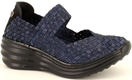Bernie Mev Women's Rise Charm Wedge - Rise Charm es un Mercedita de cuña de 6cm de Altura, cerrrado, con Planta de Memory Foam, Suela Ultra Ligero (40 EU, Jeans)