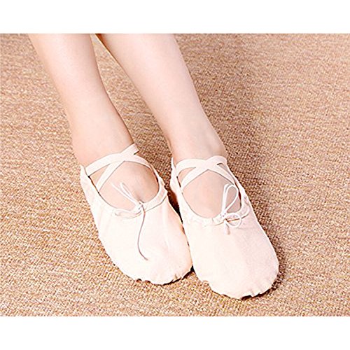 BESPORTBLE Zapatillas de Ballet para niñas niños Zapatillas clásicas de Lona con Suela Dividida Zapatos de Yoga Pisos Tamaño 28 Carne Rosa