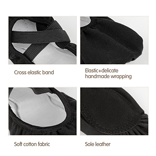 Bezioner-Shop Zapatillas de Ballet Canvas Dance Zapatos Split (Negro y Rosa Claro) Le recomendamos Que Elija uno (1) Tamaño Más Grande Que su Tamaño Normal del Zapato (38, Negro)