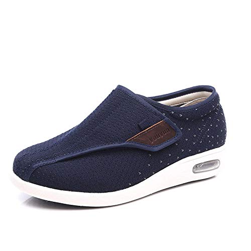 B/H Hombre Ajustable De Velcro Zapatillas OrtopéDica,Zapatos para Ancianos de Verano de Gran tamaño, Zapatos de Madre Antideslizantes-Blue_39