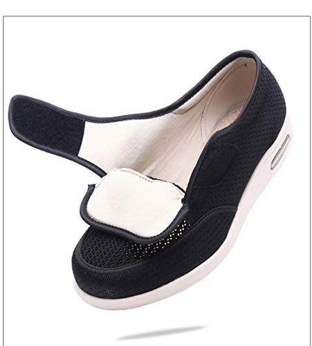 B/H Zapatos Anchos Hinchados para Hombres,Zapatos de pie diabético de Primavera y Verano, Sandalias Ajustables Sueltas-Grey_47