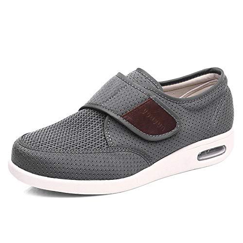B/H Zapatos Anchos Hinchados para Hombres,Zapatos de pie diabético de Primavera y Verano, Sandalias Ajustables Sueltas-Grey_47