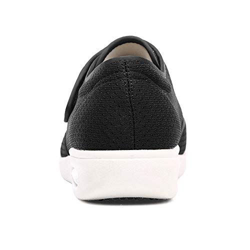 B/H Zapatos para Caminar Extra Anchos con Cierres,Agregue Fertilizante y ensanche los   Zapatos, Zapatos Anti-hinchazón de Mediana Edad y Ancianos-Negro Gris_45