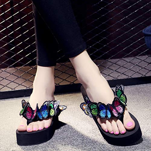 BHYDRY Mujeres Niñas Mariposa Cuñas Florales Chanclas Sandalias Zapatillas Zapatos de Playa