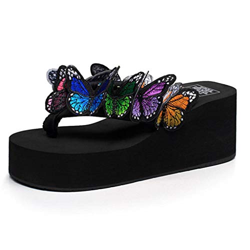 BHYDRY Mujeres Niñas Mariposa Cuñas Florales Chanclas Sandalias Zapatillas Zapatos de Playa