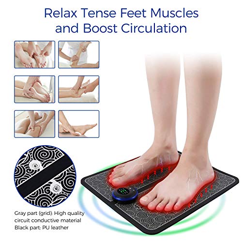 Bino EMS Masajeador eléctrico del pie, masaje del pie para el alivio del alivio del músculo de la sangre, USB portátil recargable