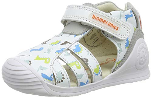 Biomecanics 202152, Sandalias para Niños, Blanco (Blanco Y Dinos (Sauvage Y Estampado) Paprika), 20 EU
