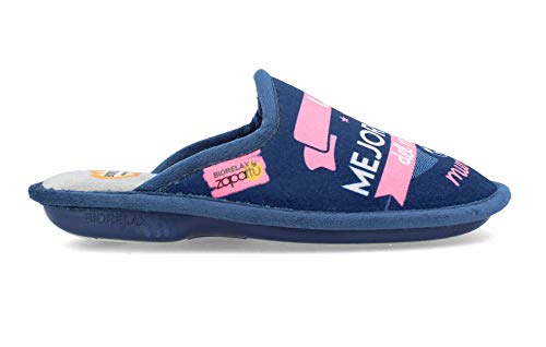 BioRelax - Zapatillas Mujer La Mejor mamá del Mundo - Azul, 39