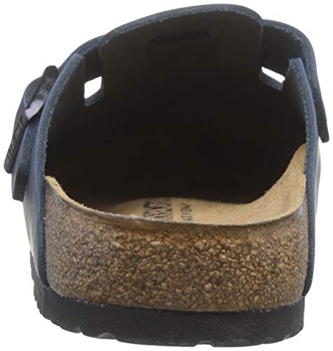 Birkenstock Boston, Zuecos de piel natural Unisex, Azul, 42 EU