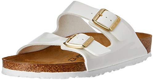 Birkenstock Classic Arizona Birko-Flor, Zuecos Mujer, Color Blanco Lacado, 38 EU