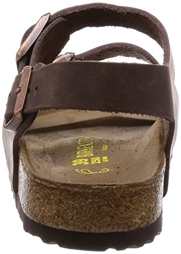 Birkenstock Milano - Sandalias de dedo con correa en el tobillo de piel natural unisex, Marrón, 39 (estrecho)
