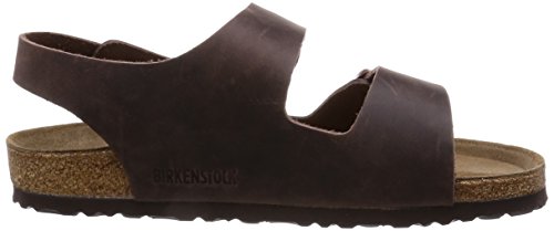 Birkenstock Milano - Sandalias de dedo con correa en el tobillo de piel natural unisex, Marrón, 39 (estrecho)