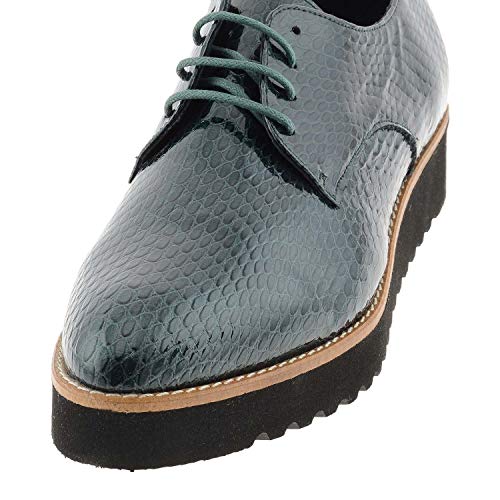 Bluchers Zapatos Cuña en Piel con Cordones Talla: 39 Color: Verde