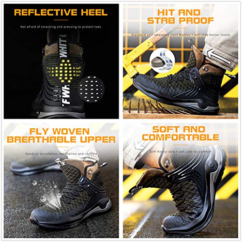 Blueskyli Zapatos de seguridad S3 para hombre y mujer, ligeros, transpirables, zapatos de seguridad, con puntera de acero, tallas 37-48, color Gris, talla 44 EU