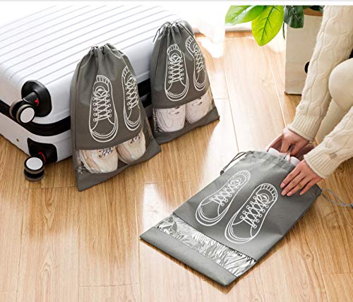 Bolsa De Zapatos De Viaje Bolsa De Almacenamiento De La Ventana Transparente Bolsa De Polvo Haz De Casa Bolsa De Zapatos Conjunto De 10 Piezas,Grey Printing - 5 De 5