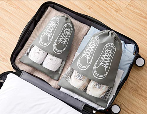 Bolsa De Zapatos De Viaje Bolsa De Almacenamiento De La Ventana Transparente Bolsa De Polvo Haz De Casa Bolsa De Zapatos Conjunto De 10 Piezas,Grey Printing - 5 De 5