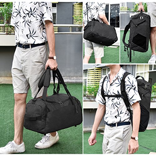 Bolsa Deporte Bolsa Gimnasio de Viaje Impermeable Bolsos Deportivos Fin de Semana Travel Duffle Bag para Hombre y Mujer Negro