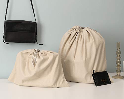 Bolsas de Almacenamiento purificadas 100% Franela de algodón con Bolsa de cordón para Bolsos, Carteras, Libros de Bolsillo, Zapatos, Botas, Juego de 2