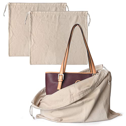 Bolsas de Almacenamiento purificadas 100% Franela de algodón con Bolsa de cordón para Bolsos, Carteras, Libros de Bolsillo, Zapatos, Botas, Juego de 2