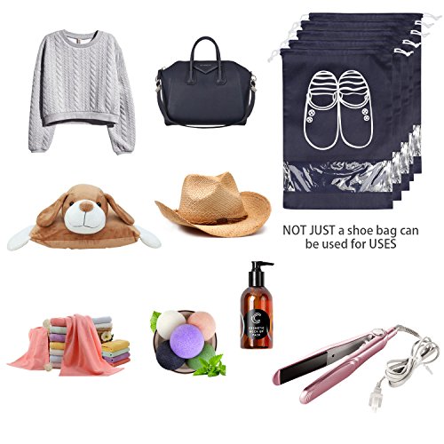 Bolsas para Zapatos,NEWSTYLE 10 Pack Bolsa Impermeable Telas no Tejidas con Ventana Transparente con Dibujar Cadena de Lazo para Botas, Tacón Alto, Zapatos y Sandalias (Azul & Azul Cielo)