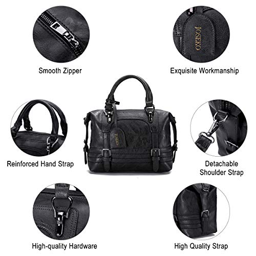 Bolsos de Mujer Retro Bolso Señora Tote, JOSEKO Bolso de Hombro de Cuero Mensajero Bolso Bandolera Bolsillos de Compras Elegantes de la Señora Trabajo Diario Vida Navidad y Fiesta