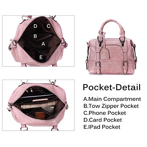 Bolsos de Mujer Retro Bolso Señora Tote, JOSEKO Bolso de Hombro de Cuero Mensajero Bolso Bandolera Bolsillos de Compras Elegantes de la Señora Trabajo Diario Vida Navidad y Fiesta