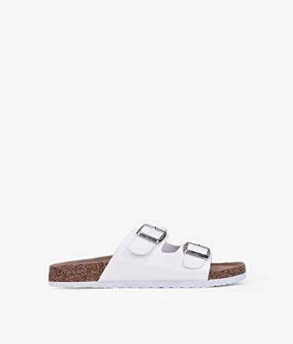 BOSANOVA Sandalias Camel Planas Tipo Bio para Mujer Blanco 37