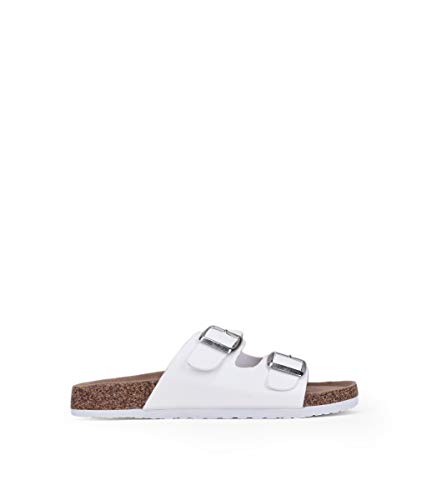 BOSANOVA Sandalias Camel Planas Tipo Bio para Mujer Blanco 37