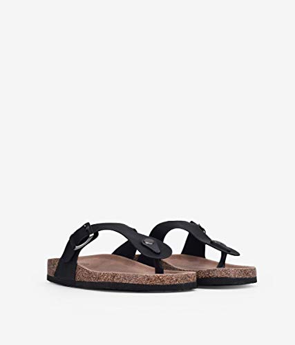 BOSANOVA Sandalias Negras Planas Bio para Mujer Negro 36