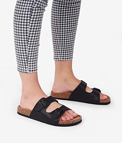 BOSANOVA Sandalias Negras Planas para Mujer Negro 41