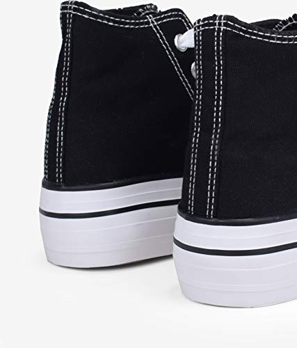 BOSANOVA Zapatillas Abotinadas confeccionadas en Material de Canvas con Detalle de Finas lineas a Contraste en la Suela. Cierre con Cordones. Negro 37