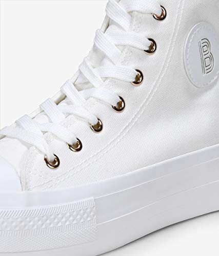 BOSANOVA Zapatillas Blancas Abotinadas de Tela Blanco 39