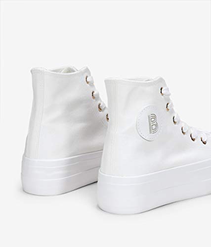 BOSANOVA Zapatillas Blancas Abotinadas de Tela Blanco 39
