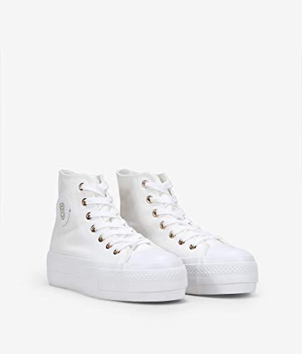 BOSANOVA Zapatillas Blancas Abotinadas de Tela Blanco 39