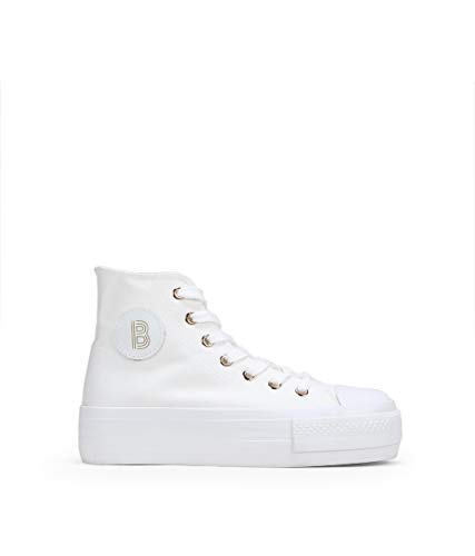 BOSANOVA Zapatillas Blancas Abotinadas de Tela Blanco 39