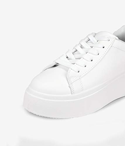 BOSANOVA Zapatillas Blancas con Detalle Pieza Trasera en Color Negro para Mujer | con Cordones. Blanco 40
