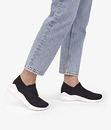 BOSANOVA Zapatillas Estilo calcetín confeccionadas en Material Textil elástico con Suela de Volumen Blanca. Cierre elástico. Negro 39