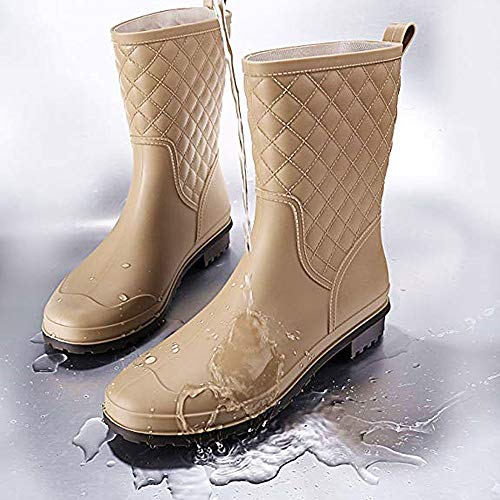 Bota Agua Mujer Jardín Trabajo Lluvia Botas Antideslizante Wellington Boots Caqui 36