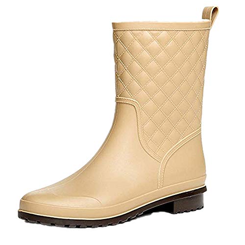 Bota Agua Mujer Jardín Trabajo Lluvia Botas Antideslizante Wellington Boots Caqui 36