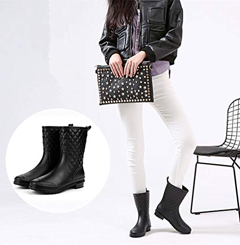 Bota Agua Mujer Jardín Trabajo Lluvia Botas Antideslizante Wellington Boots Negro 38